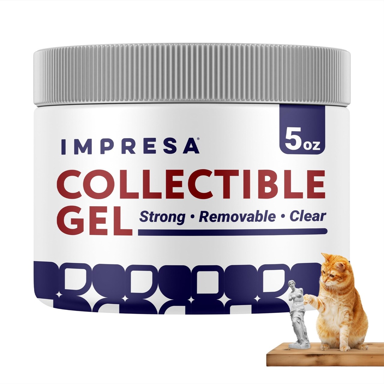 Impresa Museum Gel - 5 Oz, Clear - Clear Removable Museum Putty - Secure Hold Gel for Objects & Collectibles - Versatile Reusable Adhesive for Art & Decor